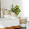 imageDeco 79 Seagrass Handmade Decorative and Functional Storage Basket Two Toned Basket Organizer with Handles Set of 3 Basket for Storage 14quot 17quot 19quotH BeigeBrown