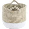 imageDeco 79 Seagrass Handmade Decorative and Functional Storage Basket Two Toned Basket Organizer with Handles Set of 3 Basket for Storage 14quot 17quot 19quotH BeigeBrown