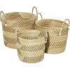imageDeco 79 Seagrass Handmade Decorative and Functional Storage Basket Two Toned Basket Organizer with Handles Set of 3 Basket for Storage 14quot 17quot 19quotH BeigeLight Brown