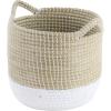 imageDeco 79 Seagrass Handmade Decorative and Functional Storage Basket Two Toned Basket Organizer with Handles Set of 3 Basket for Storage 14quot 17quot 19quotH BeigeBrown