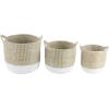 imageDeco 79 Seagrass Handmade Decorative and Functional Storage Basket Two Toned Basket Organizer with Handles Set of 3 Basket for Storage 14quot 17quot 19quotH BeigeBrown