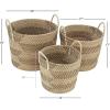 imageDeco 79 Seagrass Handmade Decorative and Functional Storage Basket Two Toned Basket Organizer with Handles Set of 3 Basket for Storage 14quot 17quot 19quotH BeigeLight Brown