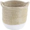 imageDeco 79 Seagrass Handmade Decorative and Functional Storage Basket Two Toned Basket Organizer with Handles Set of 3 Basket for Storage 14quot 17quot 19quotH BeigeBrown