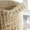 imageDeco 79 Seagrass Handmade Decorative and Functional Storage Basket Two Toned Basket Organizer with Handles Set of 3 Basket for Storage 14quot 17quot 19quotH BeigeBrown