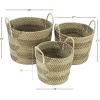 imageDeco 79 Seagrass Handmade Decorative and Functional Storage Basket Two Toned Basket Organizer with Handles Set of 3 Basket for Storage 14quot 17quot 19quotH BeigeLight Brown