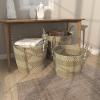 imageDeco 79 Seagrass Handmade Decorative and Functional Storage Basket Two Toned Basket Organizer with Handles Set of 3 Basket for Storage 14quot 17quot 19quotH BeigeLight Brown