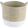 imageDeco 79 Seagrass Handmade Decorative and Functional Storage Basket Two Toned Basket Organizer with Handles Set of 3 Basket for Storage 14quot 17quot 19quotH BeigeBrown