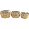 imageDeco 79 Seagrass Handmade Storage Basket with Metal Handles Set of 3 15quot 17quot 19quotW Light Brown151719W