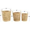 imageDeco 79 Seagrass Handmade Storage Basket with Metal Handles Set of 3 15quot 17quot 19quotW Light Brown21 x 7