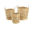 imageDeco 79 Seagrass Handmade Storage Basket with Metal Handles Set of 3 15quot 17quot 19quotW Light Brown21 x 7