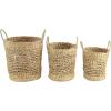 imageDeco 79 Seagrass Handmade Storage Basket with Metal Handles Set of 3 15quot 17quot 19quotW Light Brown21 x 7