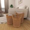 imageDeco 79 Seagrass Handmade Storage Basket with Metal Handles Set of 3 15quot 17quot 19quotW Light Brown21 x 7