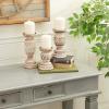 imageDeco 79 Wood Handmade Candle Holder with Carved Designs Set of 3 6quot 8quot 10quotH Beige