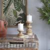 imageThe Novogratz Wood Decorative Candle Holder Beaded Pillar Candle Stand Set of 2 Candlestick Holder 8quot 4quotH BrownBrown