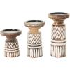 imageThe Novogratz Wood Decorative Candle Holder Beaded Pillar Candle Stand Set of 2 Candlestick Holder 8quot 4quotH BrownWhite