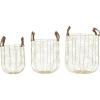 imageCosmoLiving by Cosmopolitan Metal Round Storage Basket with Faux Leather Handles Set of 3 16quot 14quot 12quotH GoldGold