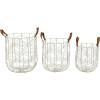 imageCosmoLiving by Cosmopolitan Metal Round Storage Basket with Faux Leather Handles Set of 3 16quot 14quot 12quotH GoldSilver