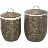 imageCosmoLiving by Cosmopolitan Seagrass Handmade Storage Basket with Liner and Matching Tops Set of 2 23quot 25quotH Light BrownDark Brown