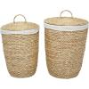 imageCosmoLiving by Cosmopolitan Seagrass Handmade Storage Basket with Liner and Matching Tops Set of 2 23quot 25quotH Light BrownLight Brown