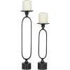 imageDeco 79 Aluminum Paper Clip Pillar Candle Holder with Marble Base Set of 2 15quot 19quotH Black