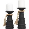 imageDeco 79 Polystone Decorative Candle Holder Tall Standing Candle Stand Candlestick Holder 8quot x 8quot x 22quot GoldBlack
