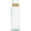 imageDeco 79 Recycled Glass Handmade Spanish Vase with Wrapped Rattan Neck Detail 6quot x 6quot x 18quot ClearClear