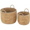 imageDeco 79 Seagrass Handmade Decorative and Functional Storage Basket Basket Organizer with Handles Set of 2 Basket for Storage 12quot 16quotW Light Brown