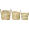 imageDeco 79 Seagrass Handmade Decorative and Functional Storage Basket Two Toned Basket Organizer with Handles Set of 3 Basket for Storage 14quot 17quot 19quotH BeigeLight Brown