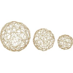 imageCosmoLiving by Cosmopolitan Metal Geometric Decorative Sculpture Home Decor Statues Set of 3 Accent Figurines 8quot 6quot 4quotD GoldGold