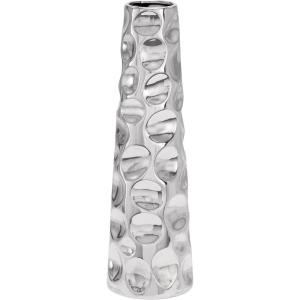 imageDeco 79 Ceramic Decorative Vase Cone Centerpiece Vase with Concaved Bubble Texture Flower Vase for Home Decoration 6quot x 6quot x 20quot SilverSilver