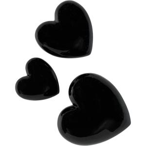 imageDeco 79 Ceramic Heart Home Wall Decor Slanted Wall Sculpture with Varying Sizes Set of 3 Wall Art 10quot 8quot 6quot H GoldBlack