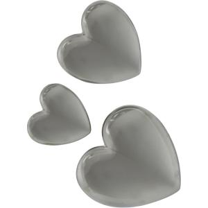 imageDeco 79 Ceramic Heart Home Wall Decor Slanted Wall Sculpture with Varying Sizes Set of 3 Wall Art 10quot 8quot 6quot H GoldSilver