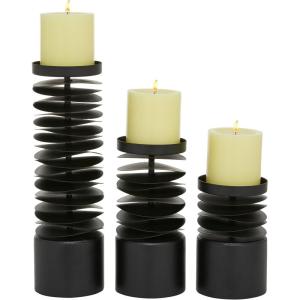 imageDeco 79 Metal Decorative Candle Holder Candle Stand Set of 3 Candlestick Holder 6quot 8quot 12quotH BlackBlack
