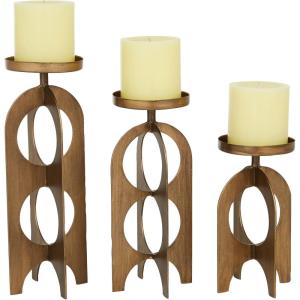 imageDeco 79 Metal Decorative Candle Holder Candle Stand Set of 3 Candlestick Holder 6quot 8quot 12quotH BlackGold