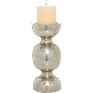 imageDeco 79 Metal Handmade Pillar Candle Holder 14quot x 6quot x 6quot Silver