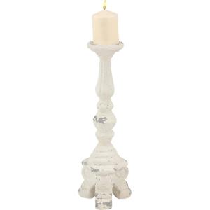 imageDeco 79 Polystone Decorative Candle Holder Tall Standing Candle Stand Candlestick Holder 8quot x 8quot x 22quot GoldWhite