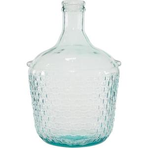 imageDeco 79 Recycled Glass Decorative Vase Spanish Bottle Centerpiece Vase with Bubble Texture Flower Vase for Home Decoration 10quot x 10quot x 17quot BlueBlue