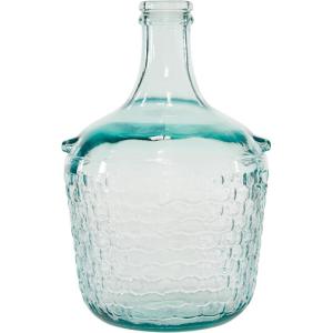 imageDeco 79 Recycled Glass Decorative Vase Spanish Bottle Centerpiece Vase with Bubble Texture Flower Vase for Home Decoration 10quot x 10quot x 17quot BlueClear