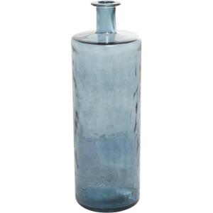 imageDeco 79 Recycled Glass Handmade Spanish Vase with Wrapped Rattan Neck Detail 6quot x 6quot x 18quot ClearBlue