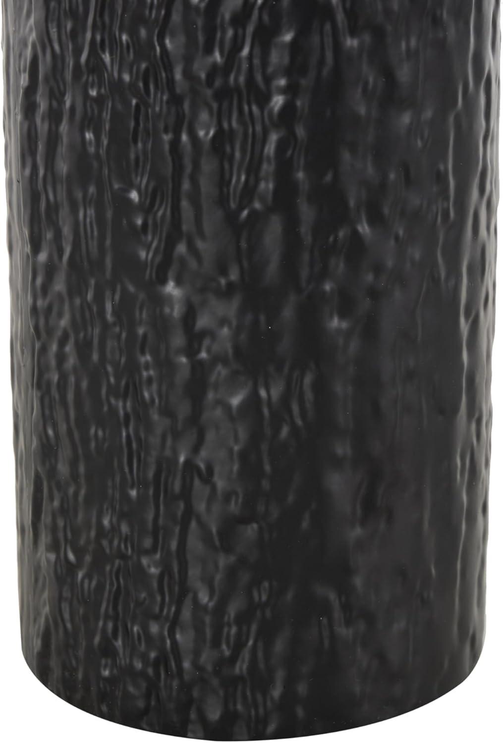 imageDeco 79 Metal Decorative Vase Color Block Centerpiece Vases with Rounded Linear Grooves and Brown Wood Tops Set of 2 Flower Vases for Home Decoration 11quot 10quot H BlackBlack