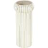 imageDeco 79 Ceramic Decorative Vase Round Centerpiece Vase with Green Linear Patterns Flower Vase for Home Decoration 5quot x 5quot x 12quot White