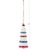 imageDeco 79 Ceramic Light House Indoor Outdoor Windchime Wind Chime with Brown Rope and Blue and Red Accents Hanging Ornament 4quot x 4quot x 21quot White
