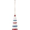 imageDeco 79 Ceramic Light House Indoor Outdoor Windchime Wind Chime with Brown Rope and Blue and Red Accents Hanging Ornament 4quot x 4quot x 21quot White