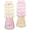 imageDeco 79 Glass Vase Ribbed with Color Blocks Set of 2 5quot W 14quot H Multi Colored5W  12H