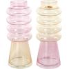 imageDeco 79 Glass Vase Ribbed with Color Blocks Set of 2 5quot W 14quot H Multi Colored5W  12H