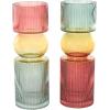 imageDeco 79 Glass Vase Ribbed with Color Blocks Set of 2 5quot W 14quot H Multi Colored5W  14H