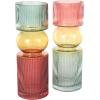imageDeco 79 Glass Vase Ribbed with Color Blocks Set of 2 5quot W 14quot H Multi Colored5W  14H
