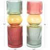 imageDeco 79 Glass Vase Ribbed with Color Blocks Set of 2 5quot W 14quot H Multi Colored5W  14H