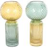 imageDeco 79 Glass Vase Ribbed with Color Blocks Set of 2 5quot W 14quot H Multi Colored6W  12H
