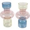 imageDeco 79 Glass Vase Ribbed with Color Blocks Set of 2 5quot W 14quot H Multi Colored7W  12H